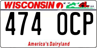 WI license plate 474OCP