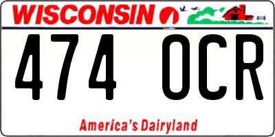 WI license plate 474OCR