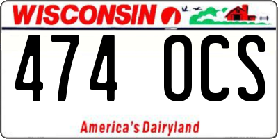 WI license plate 474OCS