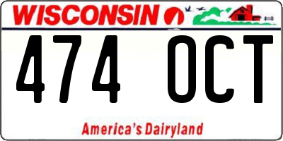 WI license plate 474OCT