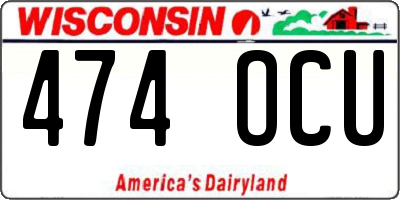 WI license plate 474OCU