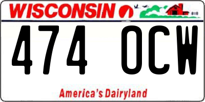 WI license plate 474OCW