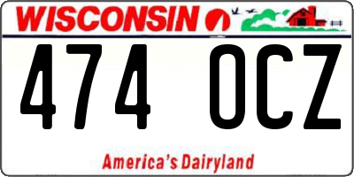 WI license plate 474OCZ