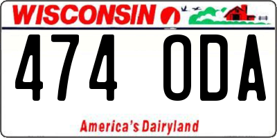 WI license plate 474ODA