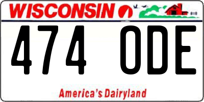 WI license plate 474ODE
