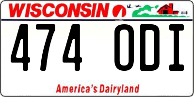 WI license plate 474ODI