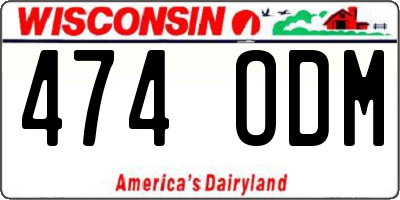 WI license plate 474ODM