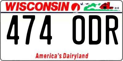 WI license plate 474ODR