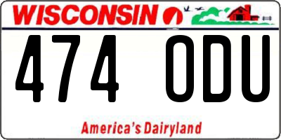 WI license plate 474ODU