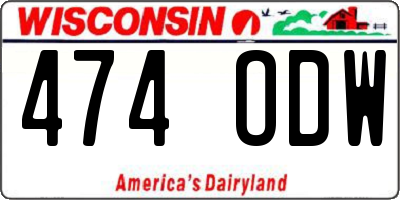 WI license plate 474ODW