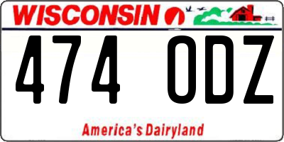 WI license plate 474ODZ