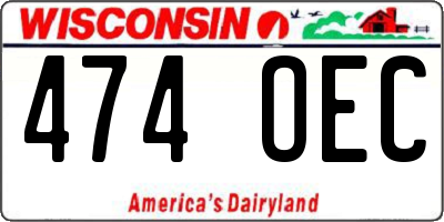 WI license plate 474OEC