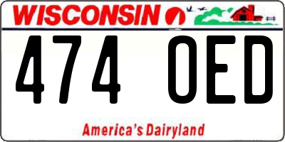 WI license plate 474OED