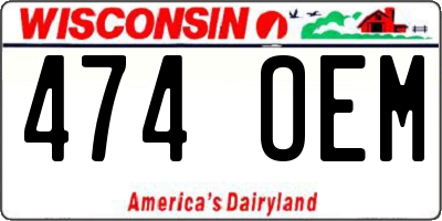 WI license plate 474OEM