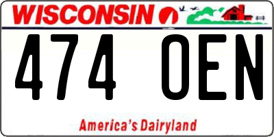 WI license plate 474OEN
