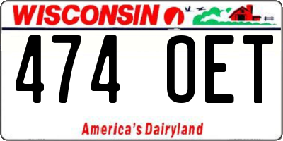 WI license plate 474OET