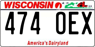 WI license plate 474OEX
