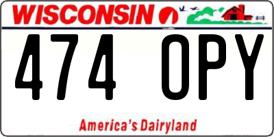 WI license plate 474OPY