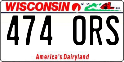 WI license plate 474ORS