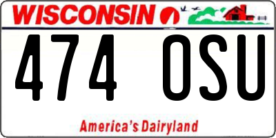 WI license plate 474OSU