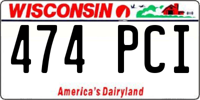 WI license plate 474PCI