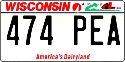 WI license plate 474PEA