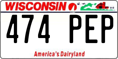 WI license plate 474PEP