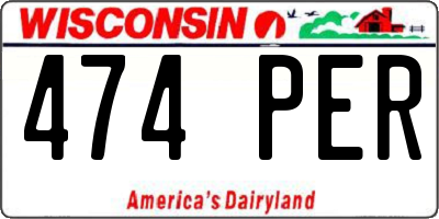 WI license plate 474PER