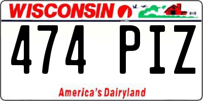 WI license plate 474PIZ