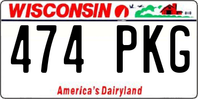 WI license plate 474PKG