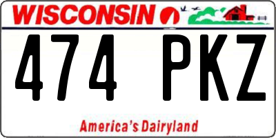 WI license plate 474PKZ