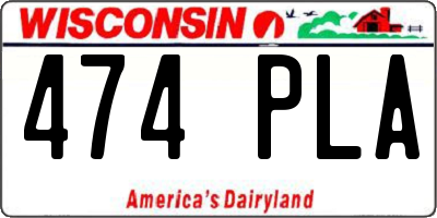 WI license plate 474PLA