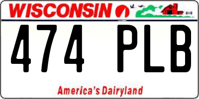 WI license plate 474PLB