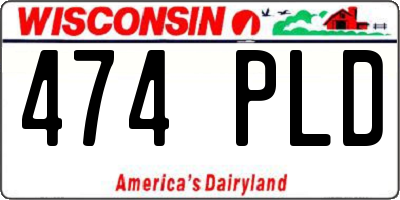 WI license plate 474PLD