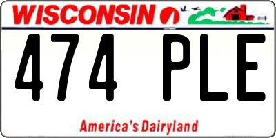 WI license plate 474PLE