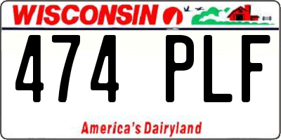WI license plate 474PLF