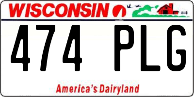 WI license plate 474PLG