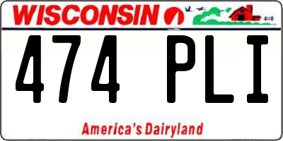 WI license plate 474PLI