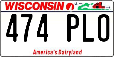 WI license plate 474PLO