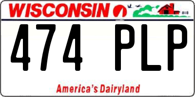 WI license plate 474PLP