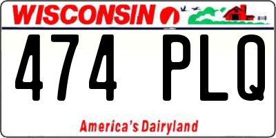 WI license plate 474PLQ