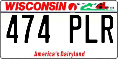 WI license plate 474PLR