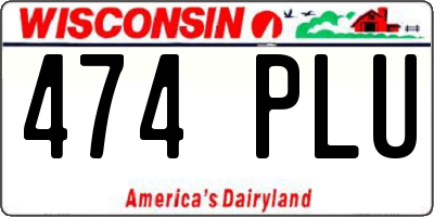 WI license plate 474PLU