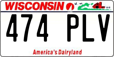 WI license plate 474PLV