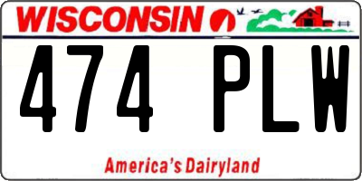 WI license plate 474PLW
