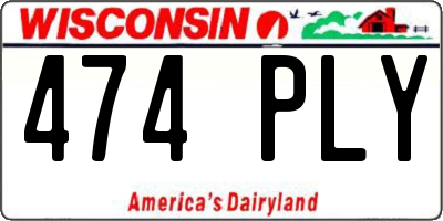 WI license plate 474PLY