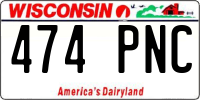 WI license plate 474PNC