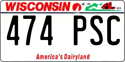 WI license plate 474PSC