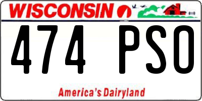WI license plate 474PSO