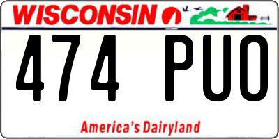 WI license plate 474PUO